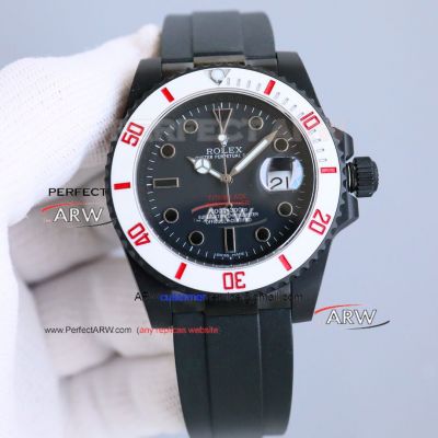 Swiss Replica Titan Black Rolex Submariner All Black White Red Blue Bezel 3135 Watch